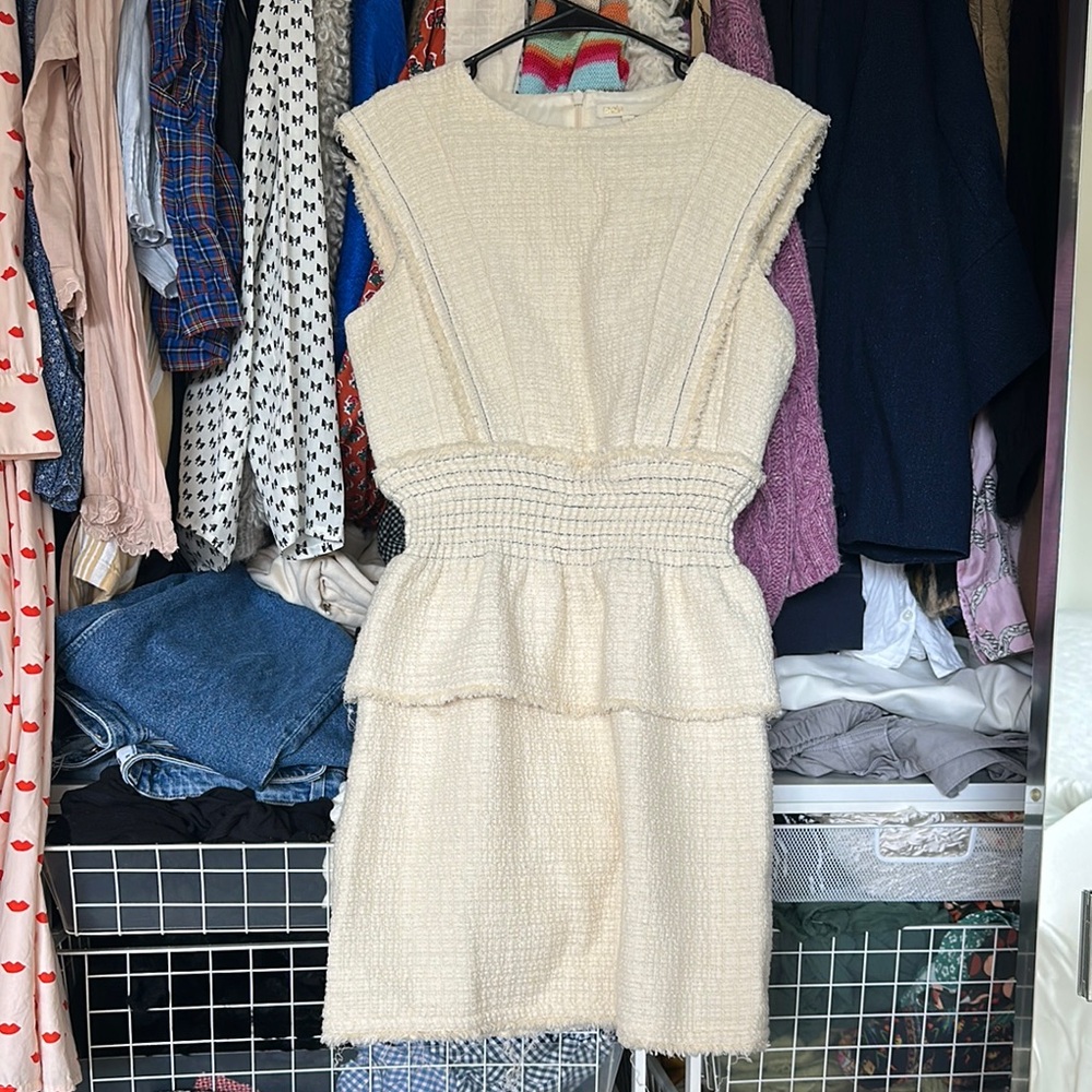 Maje Elegant Cream Sleeveless Dress